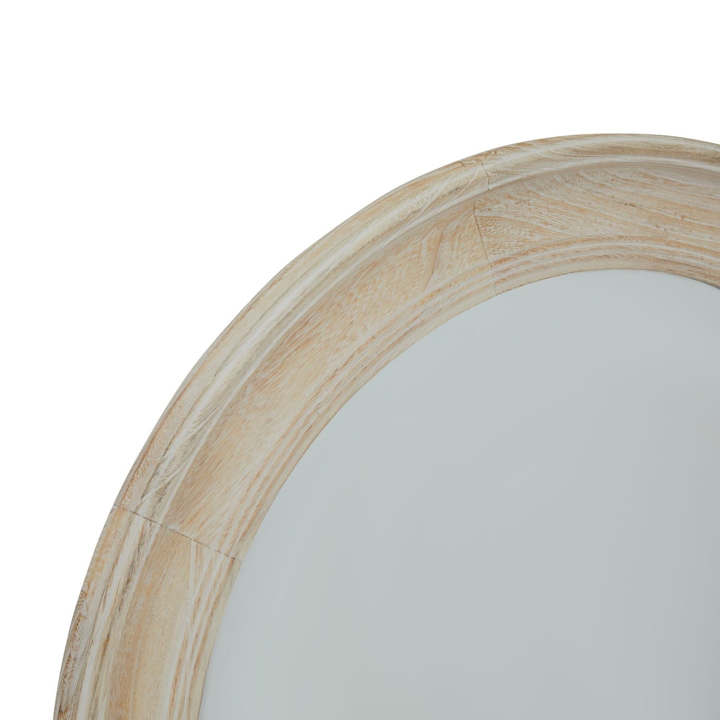 Washed Wood Round Framed Small Mirror