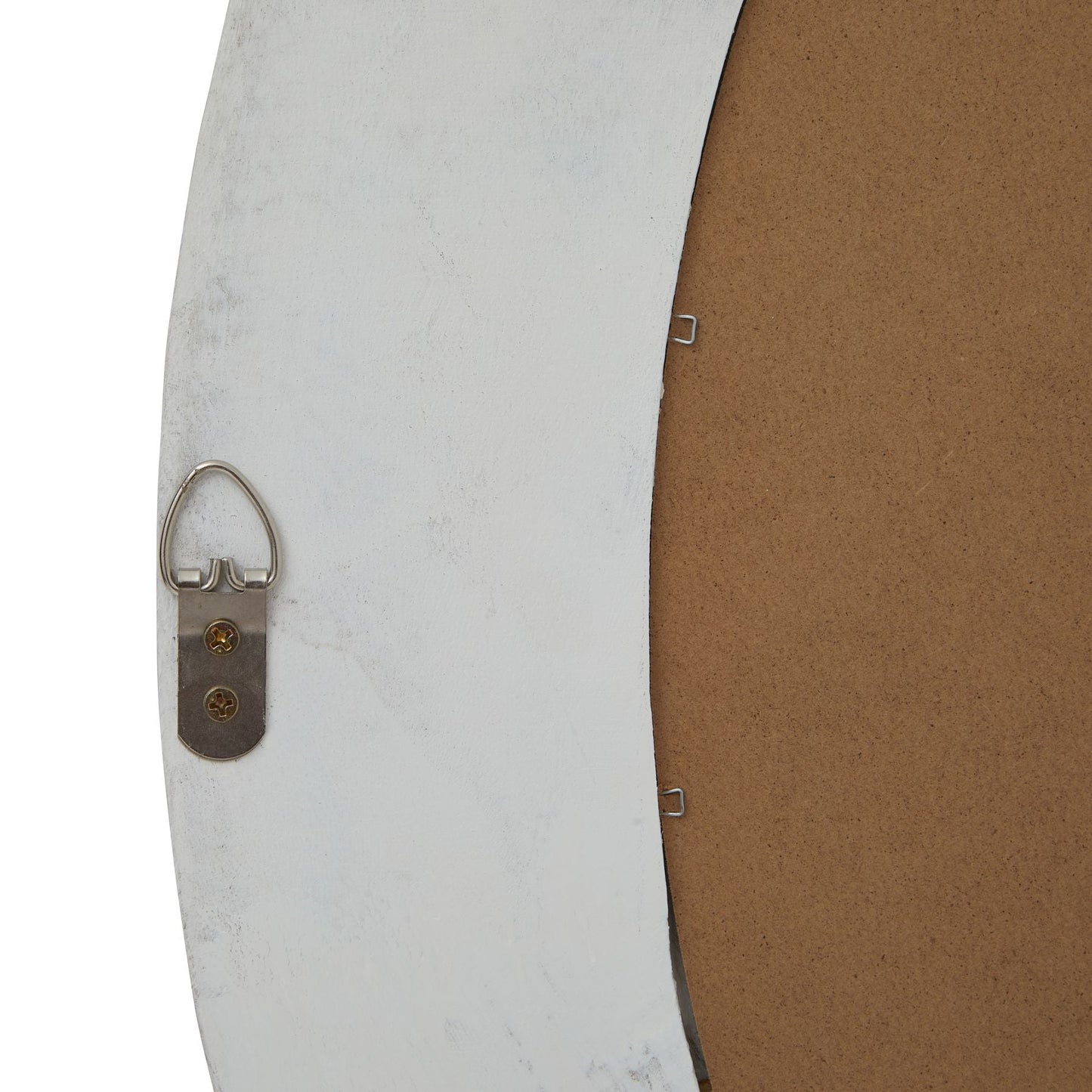 Washed Wood Round Framed Small Mirror