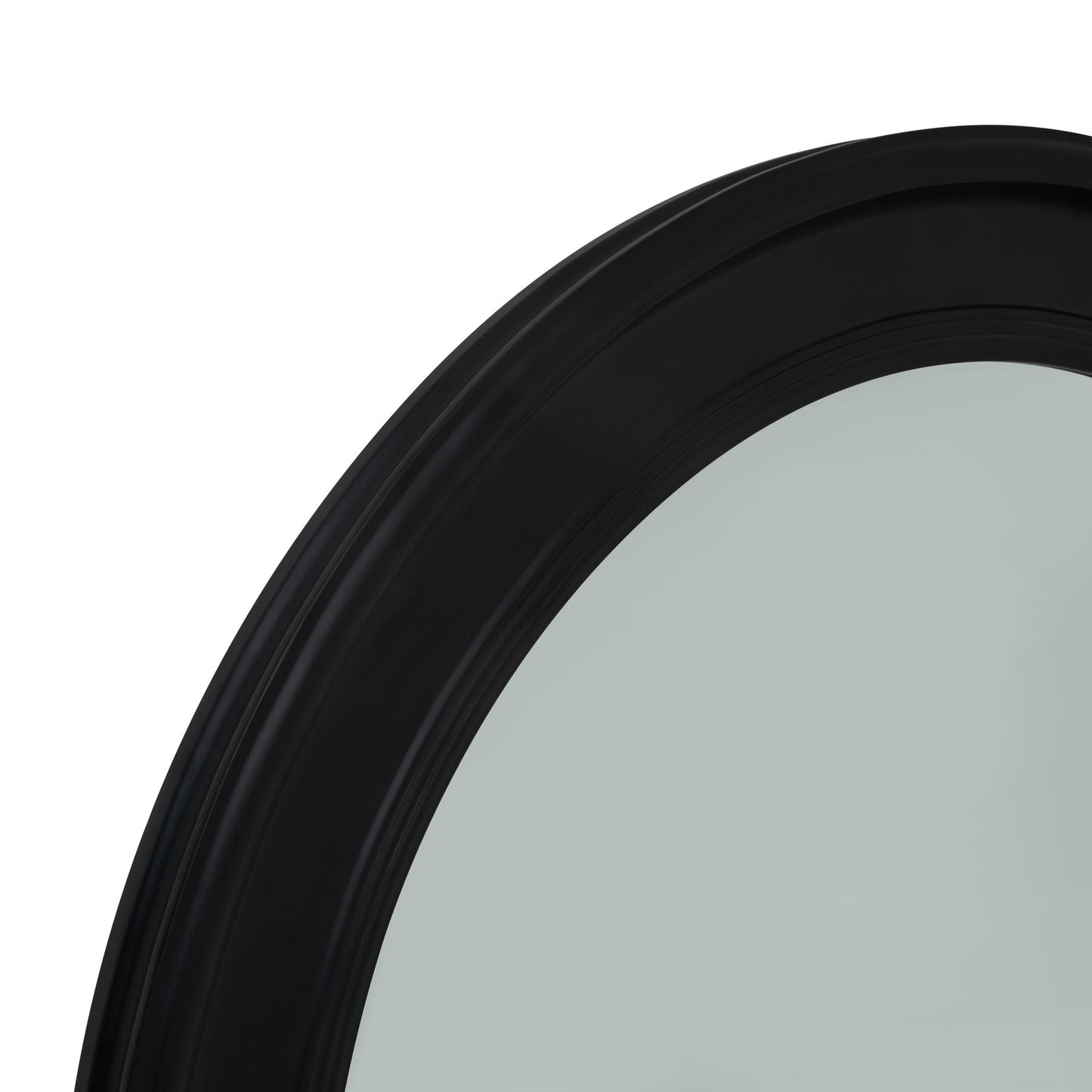 Black Wood Round Framed Small Mirror