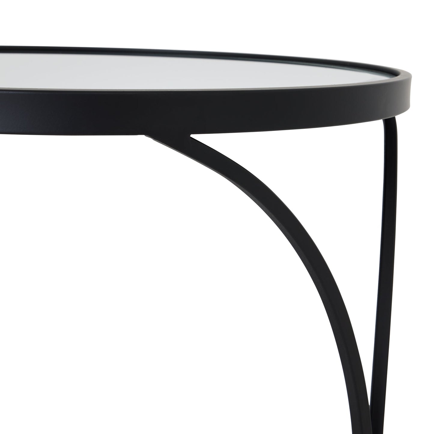 Concaved Set Of Two Black Mirrored Side Tables