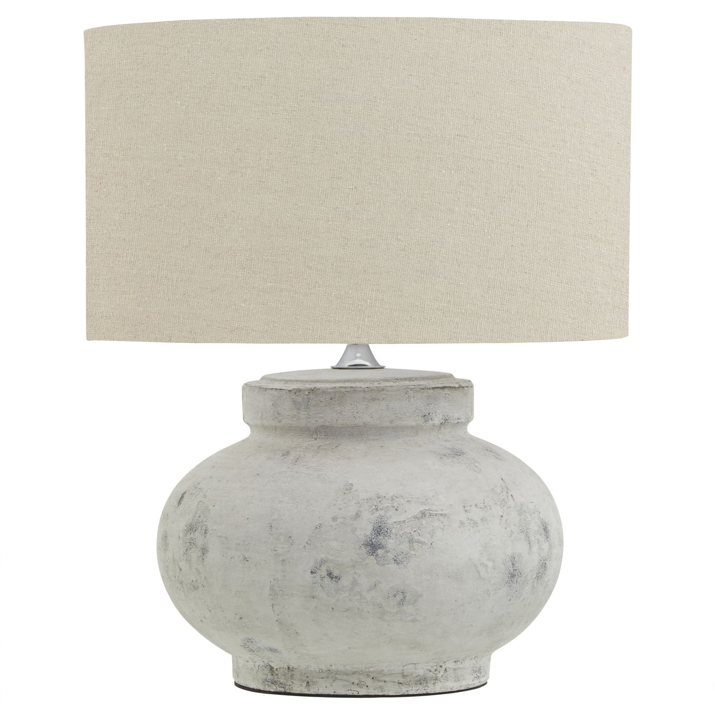 Darcy Antique White Squat Table Lamp With Linen Shade